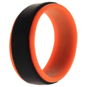Silicone Wedding Step Ring - Orange-Black by ROQ for Men - 11 mm Ring